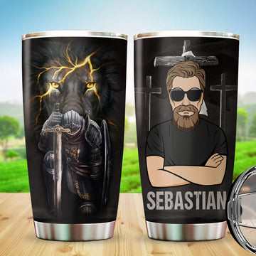 Personalized Man Warrior of God Tumbler