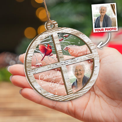 Personalized Photo Memorial Ornament, Cardinals Appear When Angels Are Near 2 Layered Mix Ornament