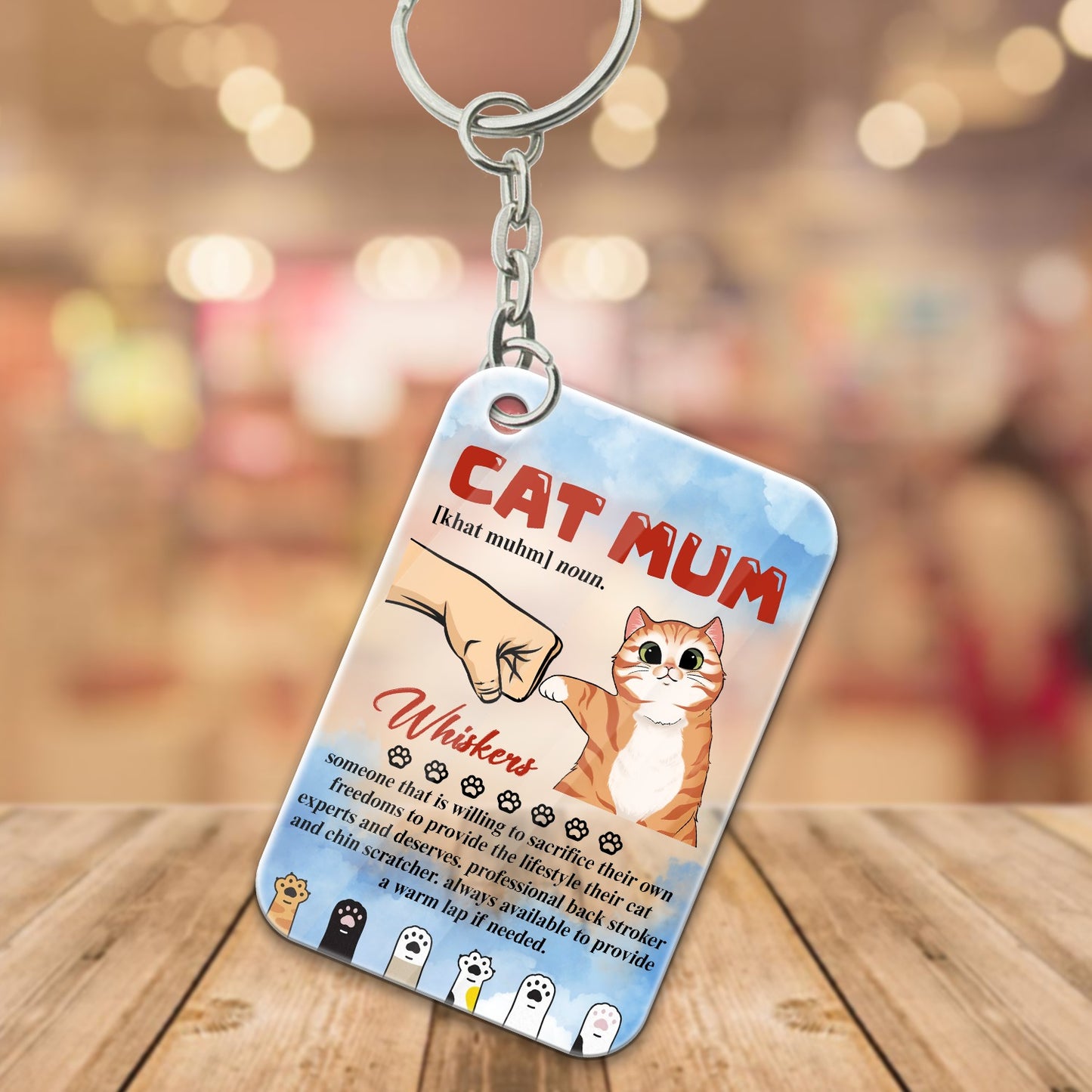 Personalized Cat Mum Noun Definition Acrylic Keychain