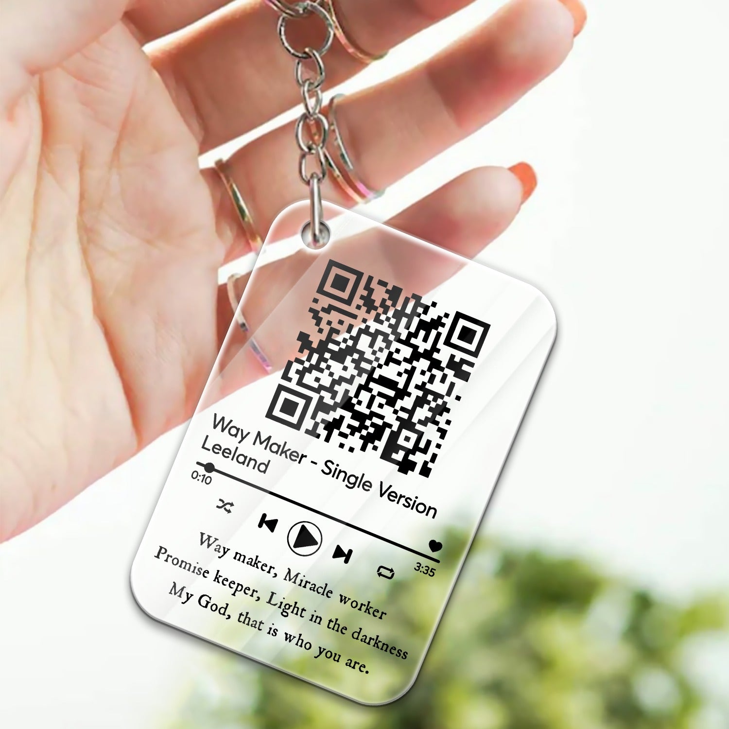 Way Maker Song Scannable QR Code On Spotify Acrylic Keychain