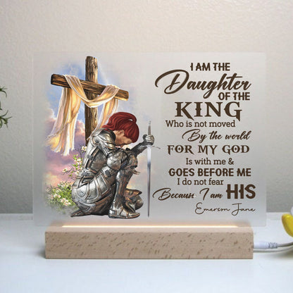 Personalized Woman Warrior Of God I Am The Daughter Of The King Do Not Fear Because I Am His Acrylic Plaque LED Light Night