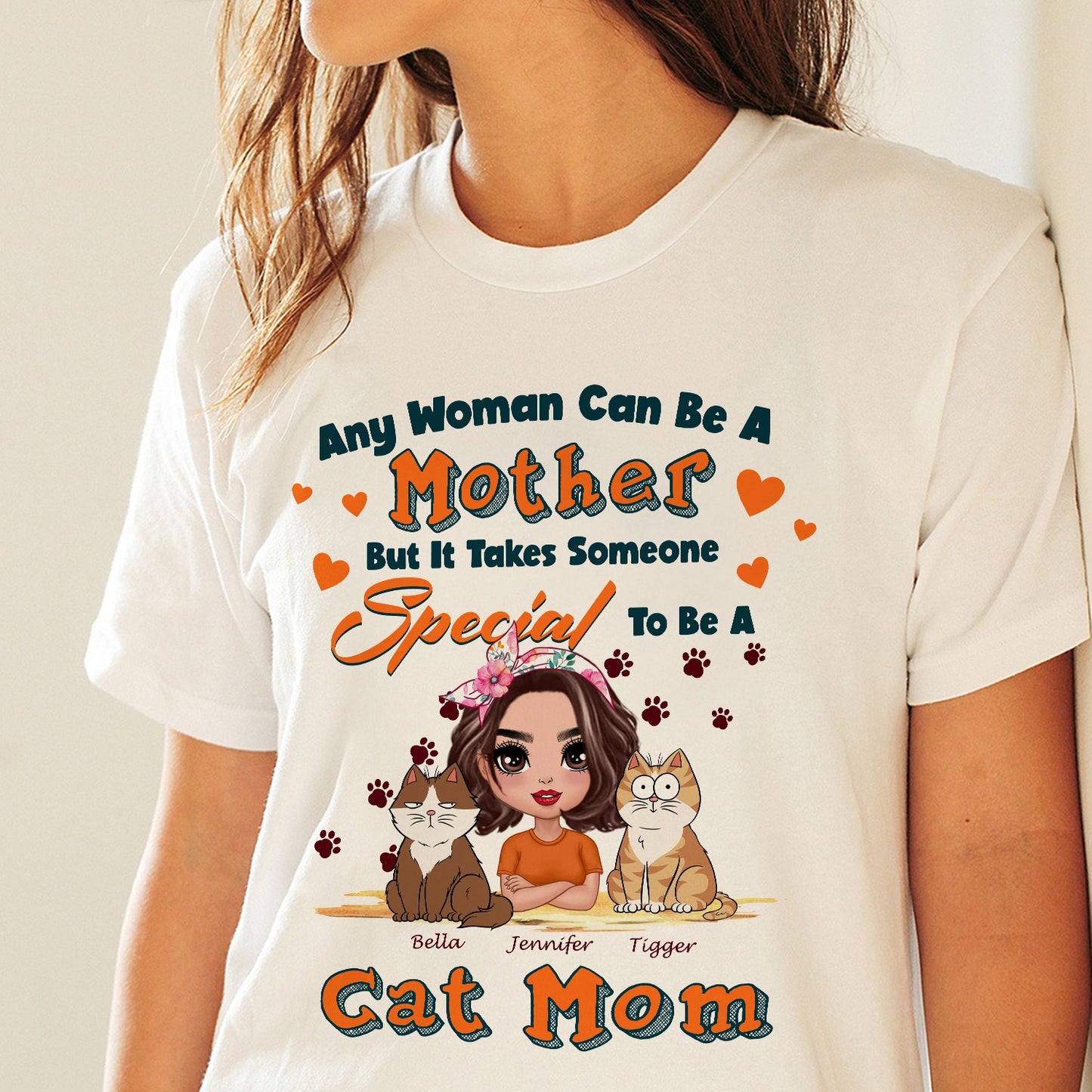 Personalized Any Woman Can Be A Mother But It Takes Someone Special To Be A Cat Mom T-Shirt