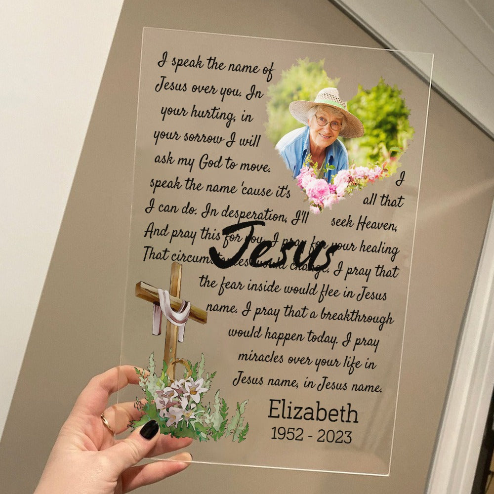Personalized i speak the name of jesus over you acrylic plaque custom