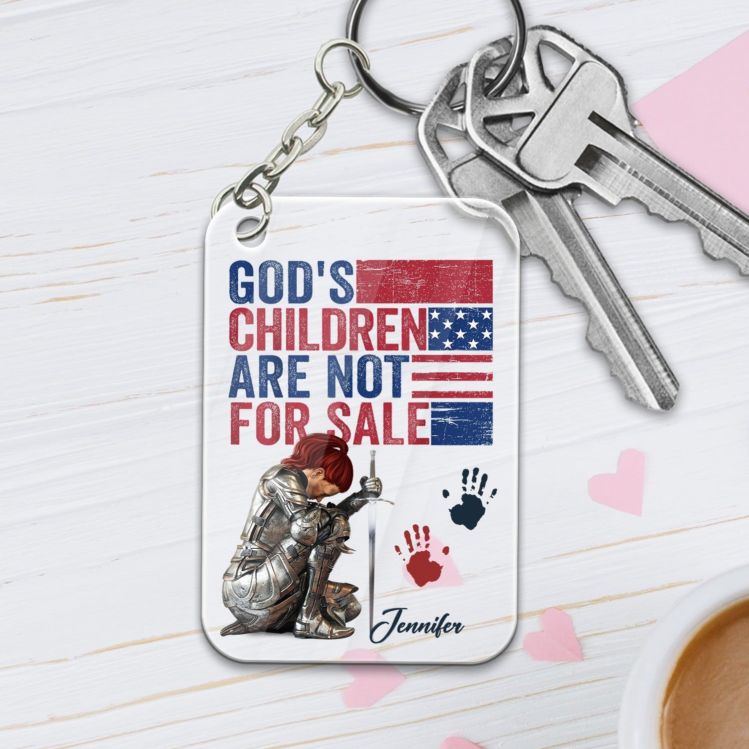 Personalized Woman Warrior God's Children Are Not For Sale Acrylic Keychain
