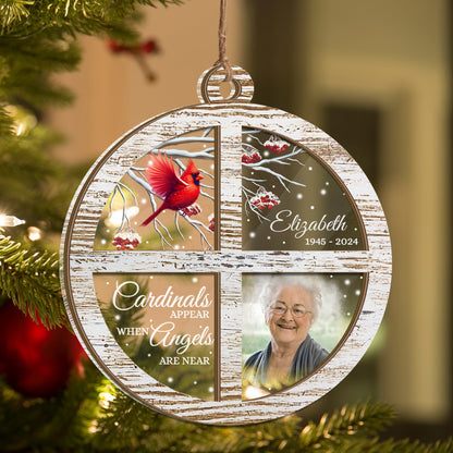 Personalized Photo Memorial Ornament, Cardinals Appear When Angels Are Near 2 Layered Mix Ornament