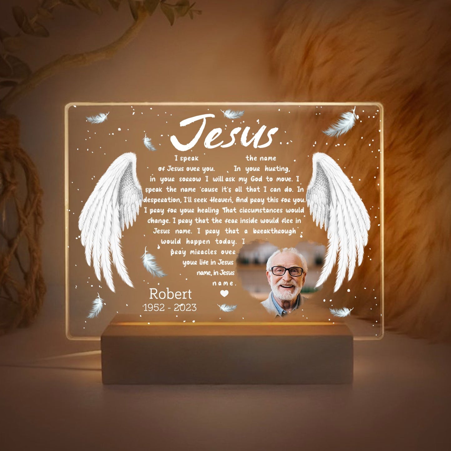 Personalized I Speak the Name of Jesus Over You Acrylic LED Light Night