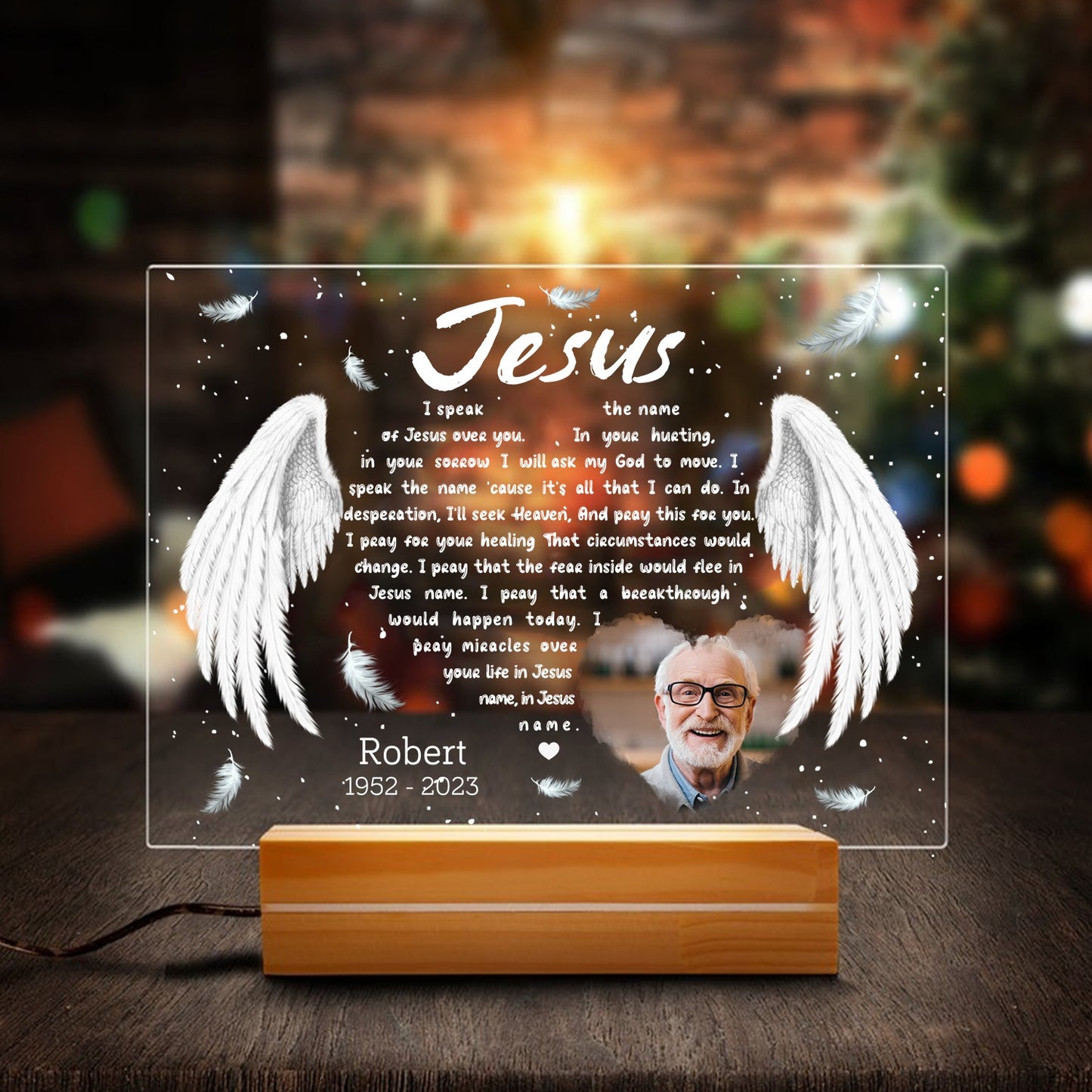 Personalized I Speak the Name of Jesus Over You Acrylic LED Light Night