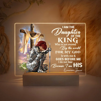 Personalized Woman Warrior Of God I Am The Daughter Of The King Do Not Fear Because I Am His Acrylic Plaque LED Light Night