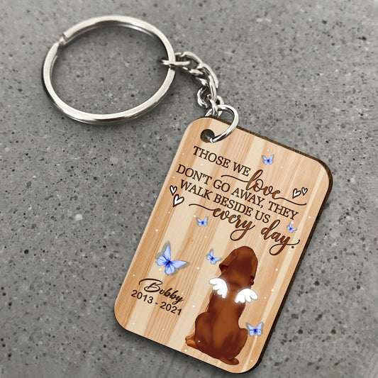 Personalized Dog Those We Love Do Not Go Away They Walk Beside Us Everyday Wooden Keychain