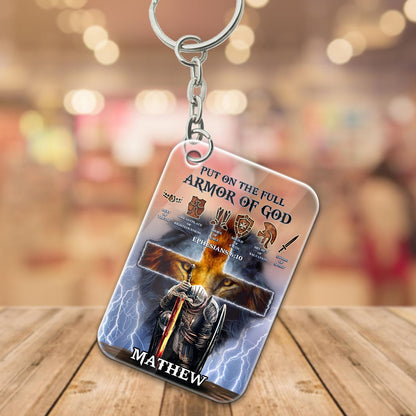 Personalized Man Warrior Of God Put On The Full Armor of God Ephesians 6-10 Acrylic Keychain