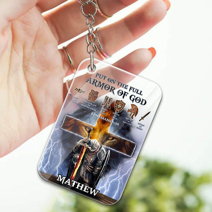 Personalized Man Warrior Of God Put On The Full Armor of God Ephesians 6-10 Acrylic Keychain