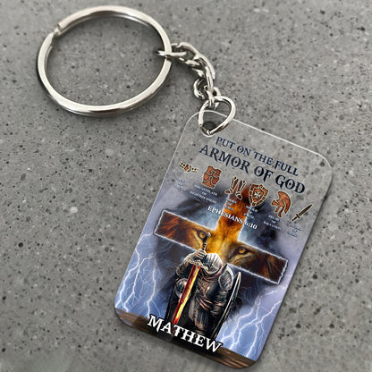 Personalized Man Warrior Of God Put On The Full Armor of God Ephesians 6-10 Acrylic Keychain