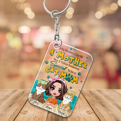 Personalized Any Woman Can Be A Mother But It Takes Someone Special To Be A Cat Mom Acrylic Keychain