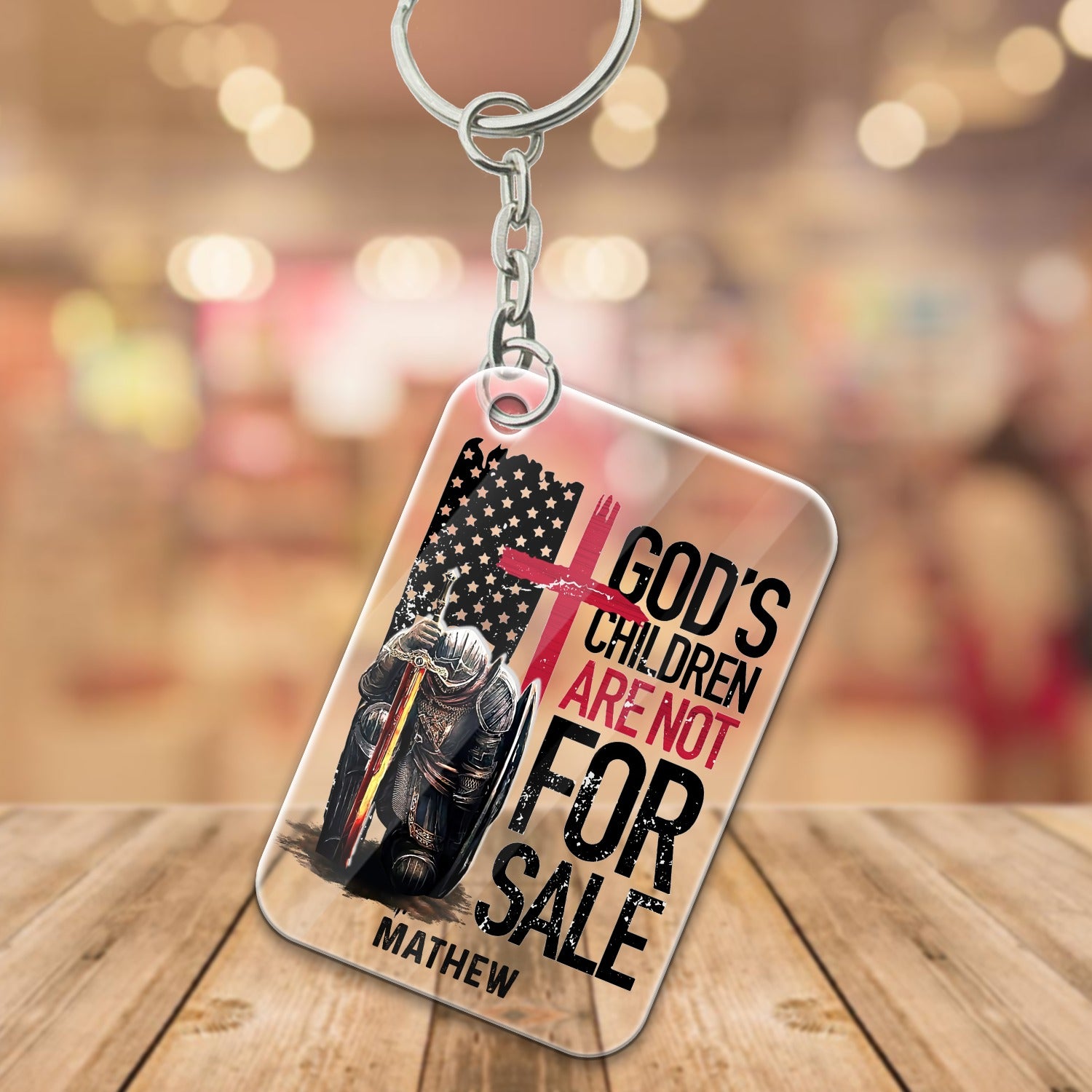 Personalized Man Warrior God's Children Are Not For Sale Acrylic Keychain