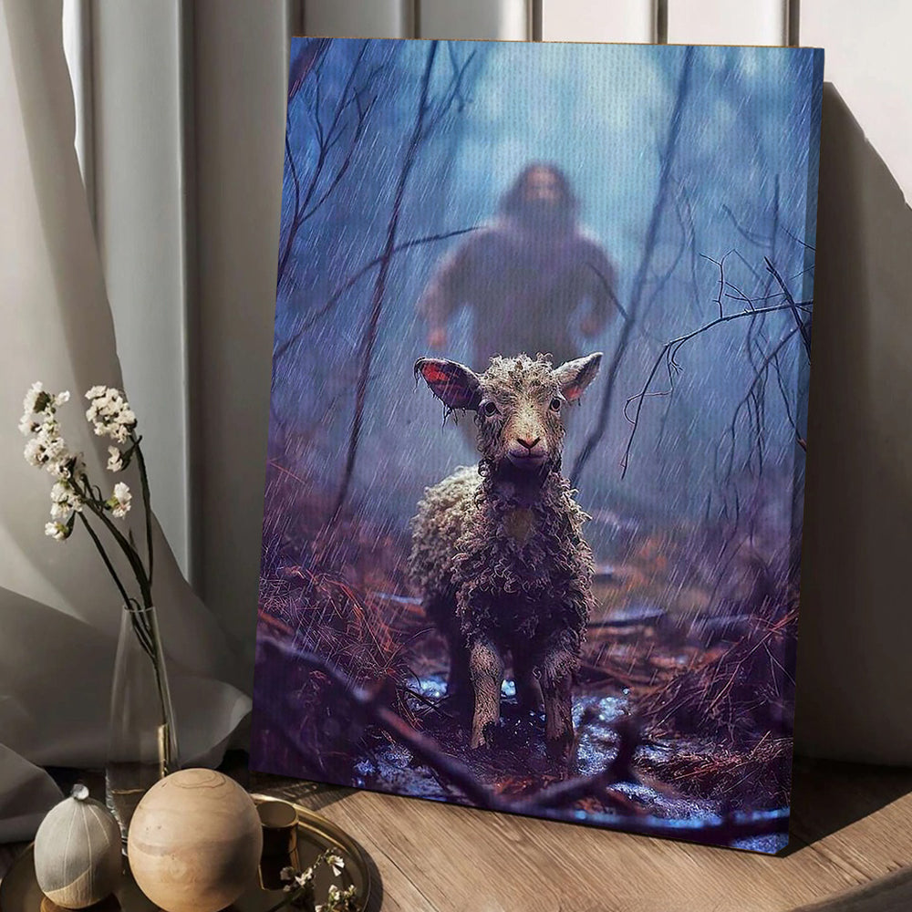 Jesus And Lamb In The Rain Canvas Prints, Child Of God Gift, Christian Gift Poster Canvas