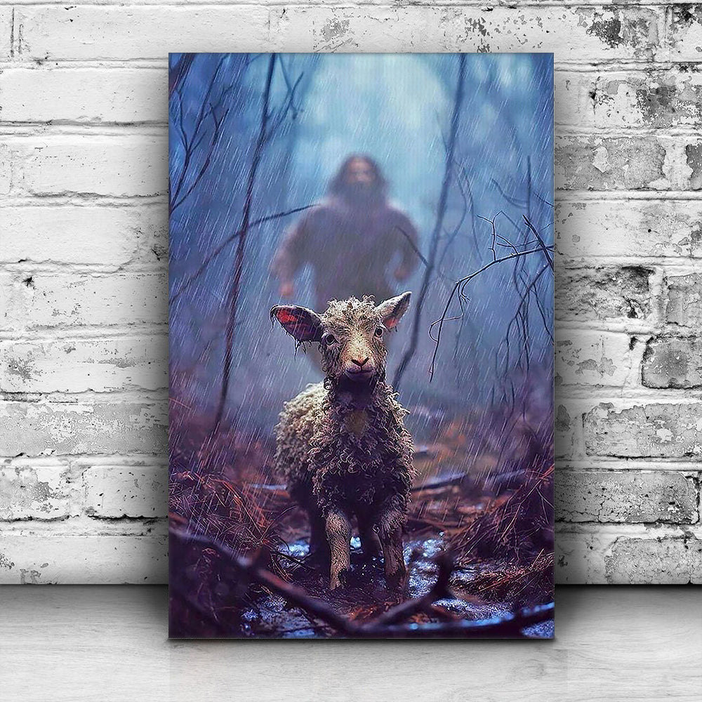 Jesus And Lamb In The Rain Canvas Prints, Child Of God Gift, Christian Gift Poster Canvas