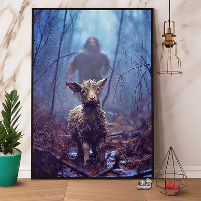 Jesus And Lamb In The Rain Canvas Prints, Child Of God Gift, Christian Gift Poster Canvas