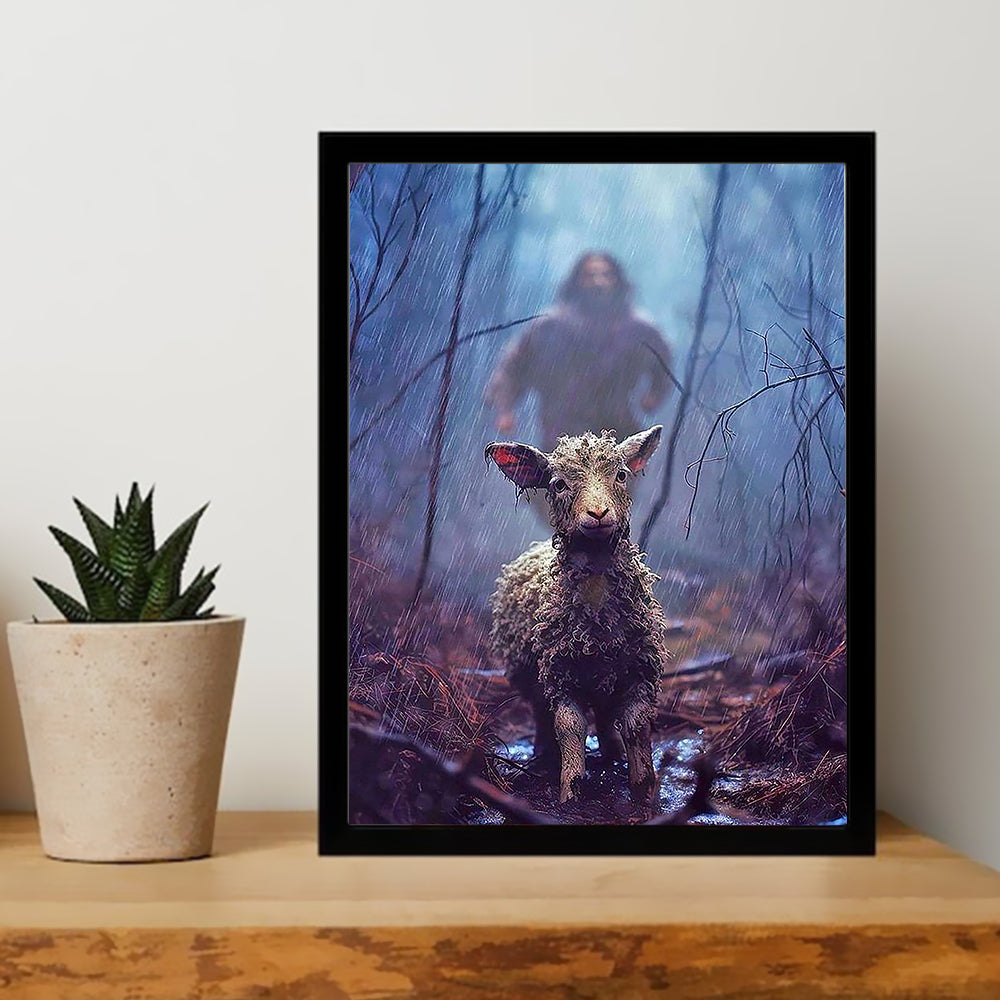 Jesus And Lamb In The Rain Canvas Prints, Child Of God Gift, Christian Gift Poster Canvas