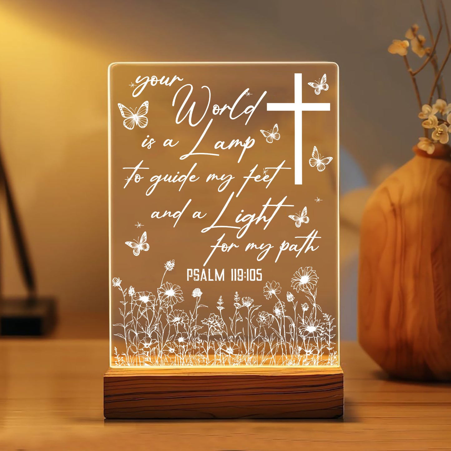 Custom Bible Verse, Faith Inspired Acrylic Light, Personalized Christian Acrylic Plaque LED Light Night