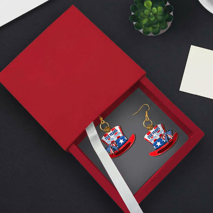 America 250th Anniversary Patriotic We The People 2-Layer Wooden Earrings