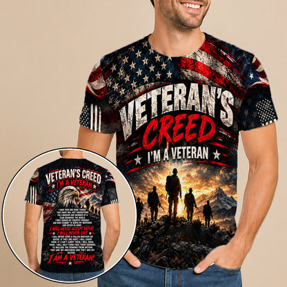 I'm a Veteran I Will Never Accept Defeat I Will Never Quit 3D All Over Print T-Shirt And Hoodie