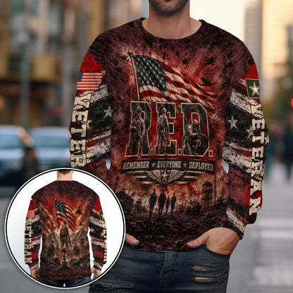 Veteran Red Remember Everyone Deployed Military 3D All Over Print T-Shirt And Hoodie