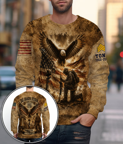 Personalized Dad Grandpa Veteran Defending Freedom 250th Anniversary 3D All Over Print T-Shirt And Hoodie