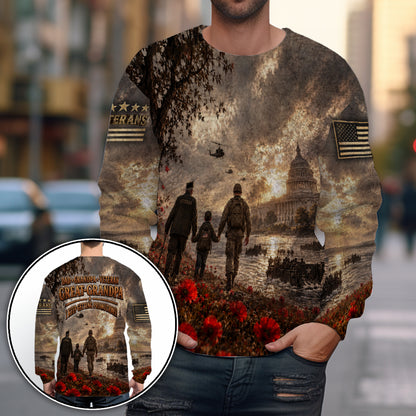 Dad Grandpa Veteran Great Grandpa I Keep Getting Promotions 3D All Over Print T-Shirt And Hoodie