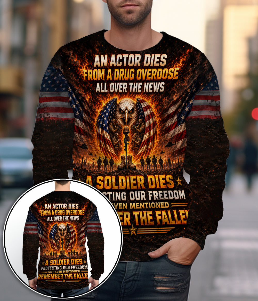 Veteran Eagle American Flag A Soldier Dies Protecting Our Freedom 3D All Over Print T-Shirt And Hoodie