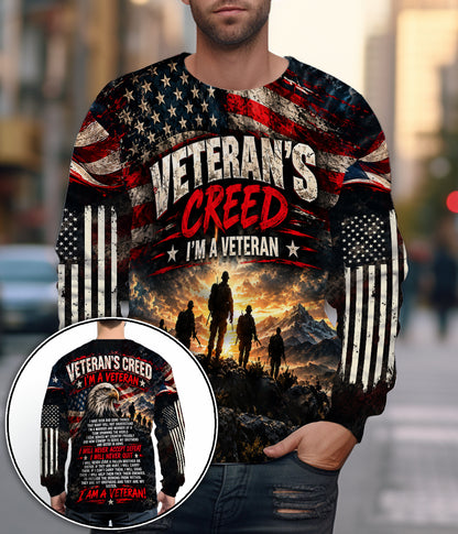 I'm a Veteran I Will Never Accept Defeat I Will Never Quit 3D All Over Print T-Shirt And Hoodie