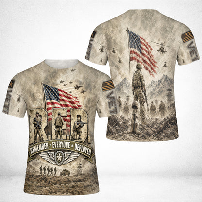 Veteran Remember Everyone Deployed Military Tribute 3D All Over Print T-Shirt And Hoodie