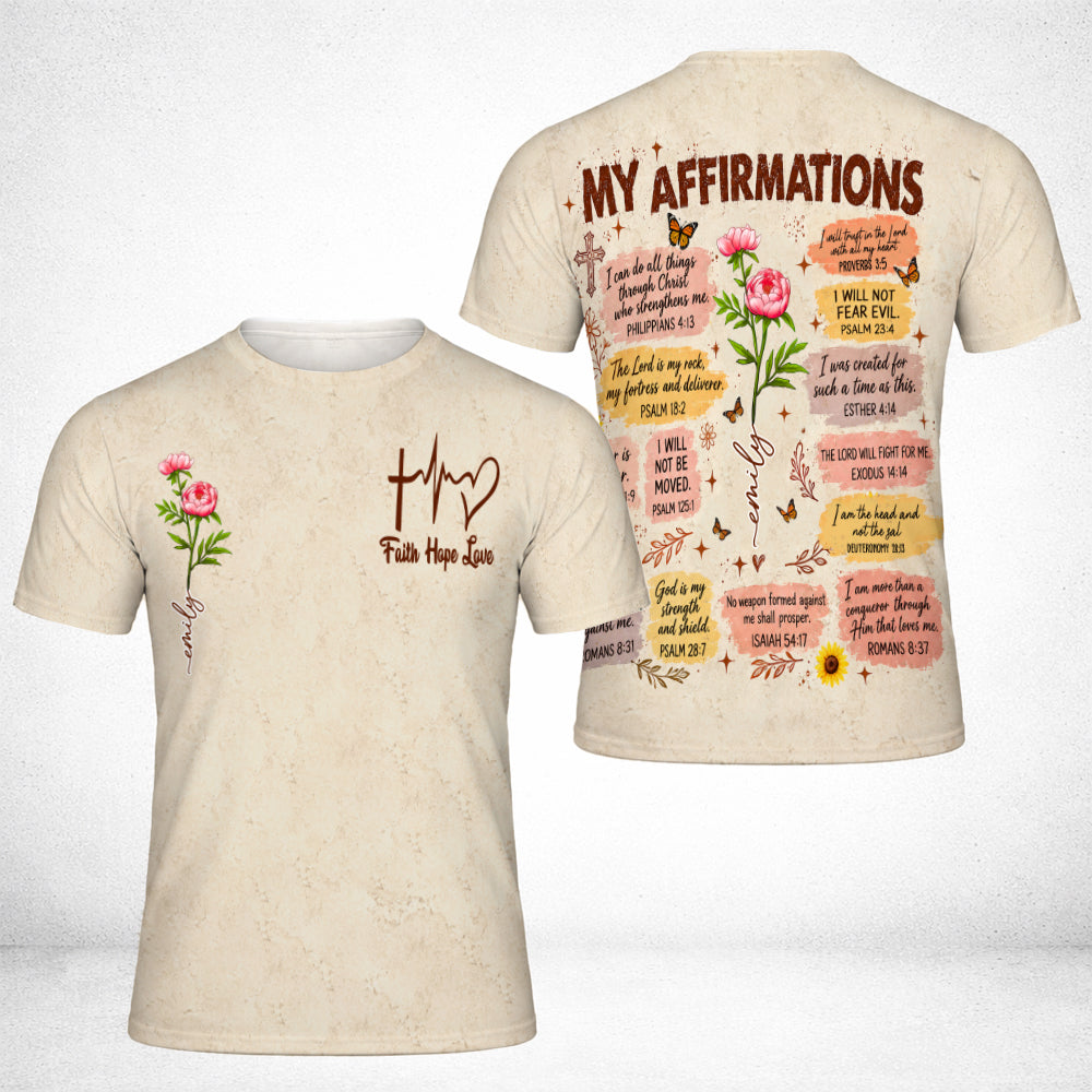 Personalized Birth Month Flower Christian Bible Verse Affirmations 3D All Over Print T-Shirt And Hoodie