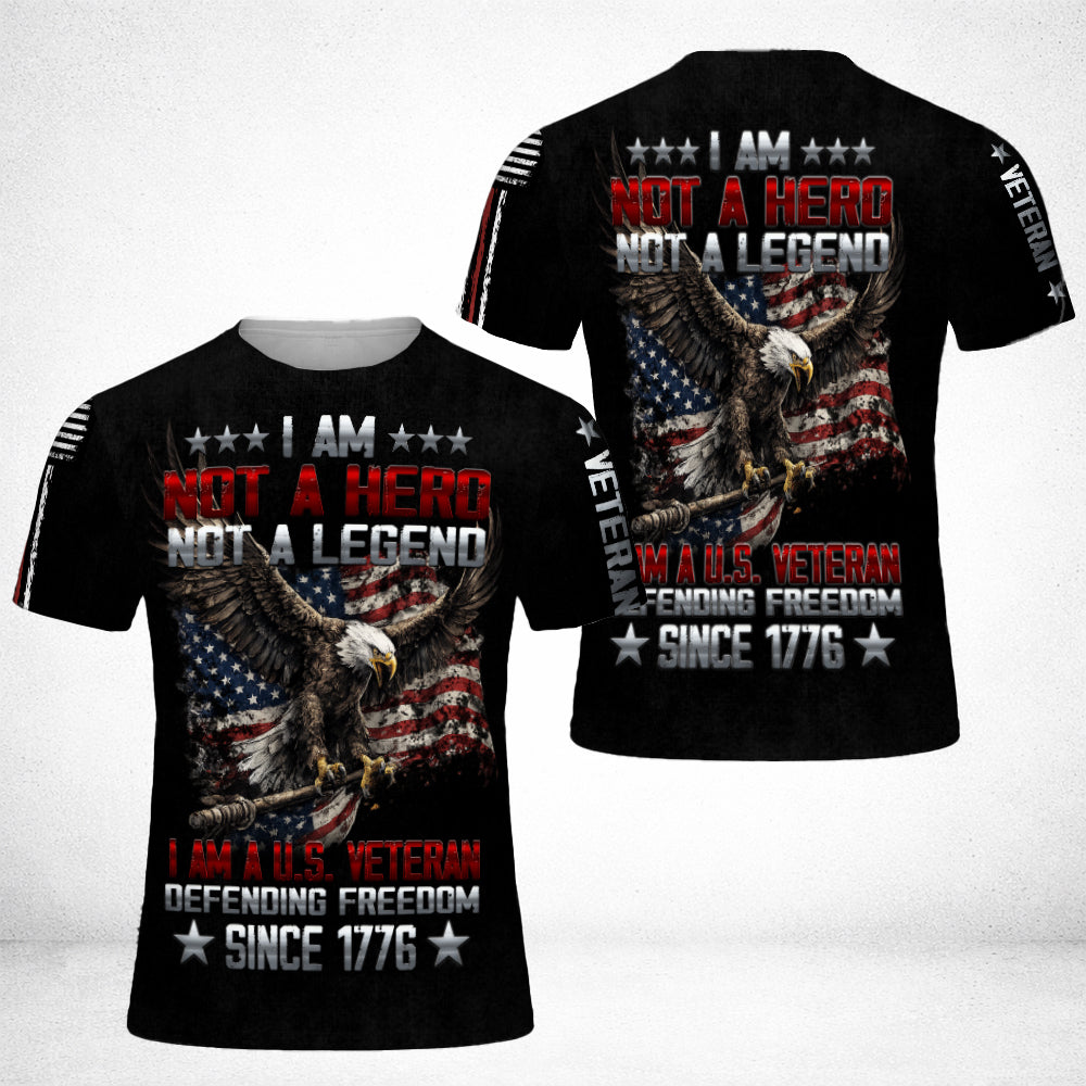 I Am A U.S. Veteran Defending Freedom Since 1776 Eagle American Flag 3D All Over Print T-Shirt And Hoodie