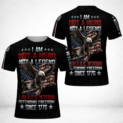 I Am A U.S. Veteran Defending Freedom Since 1776 Eagle American Flag 3D All Over Print T-Shirt And Hoodie