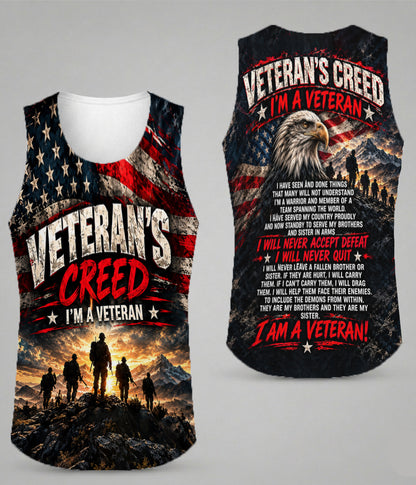 I'm a Veteran I Will Never Accept Defeat I Will Never Quit 3D All Over Print T-Shirt And Hoodie