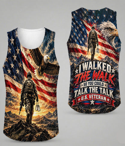 I Walked The Walk So You Could Talk The Talk Veteran American Flag Eagle 3D All Over Print T-Shirt And Hoodie