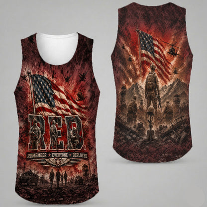 Veteran Red Remember Everyone Deployed Military 3D All Over Print T-Shirt And Hoodie