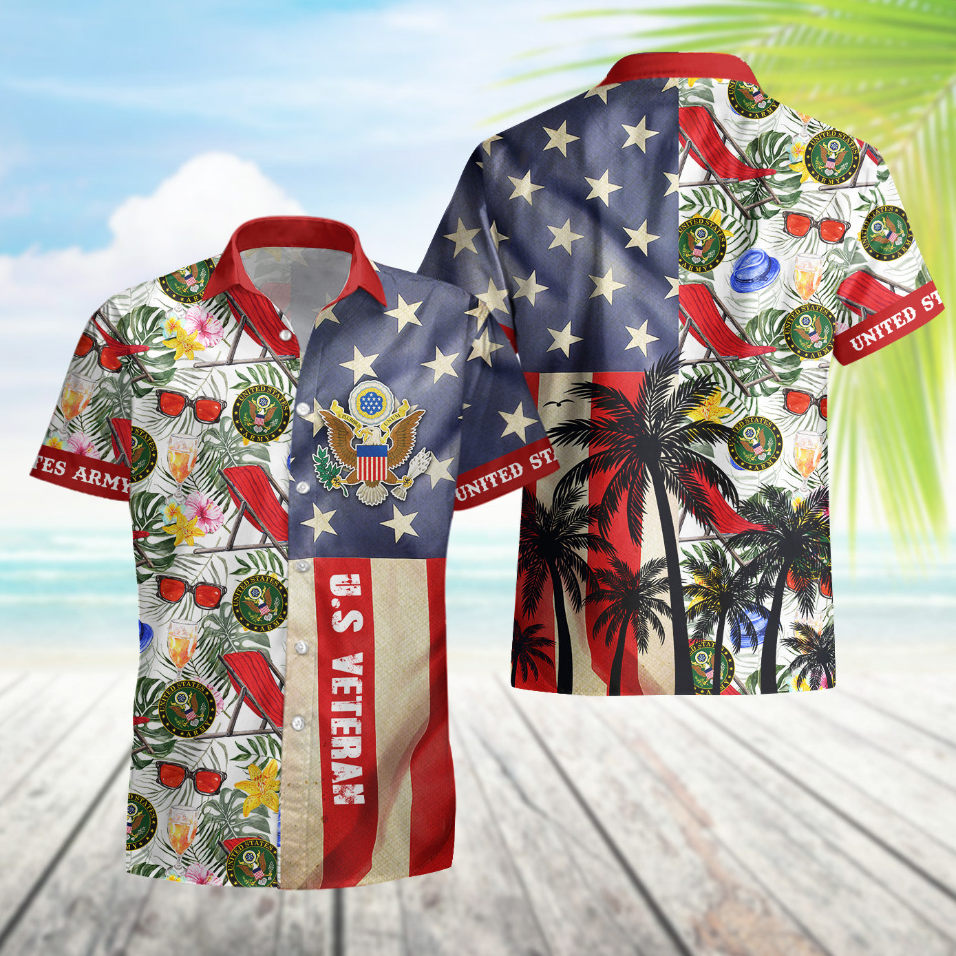 Personalized US Military Logos Bundle Hawaiian Shirt