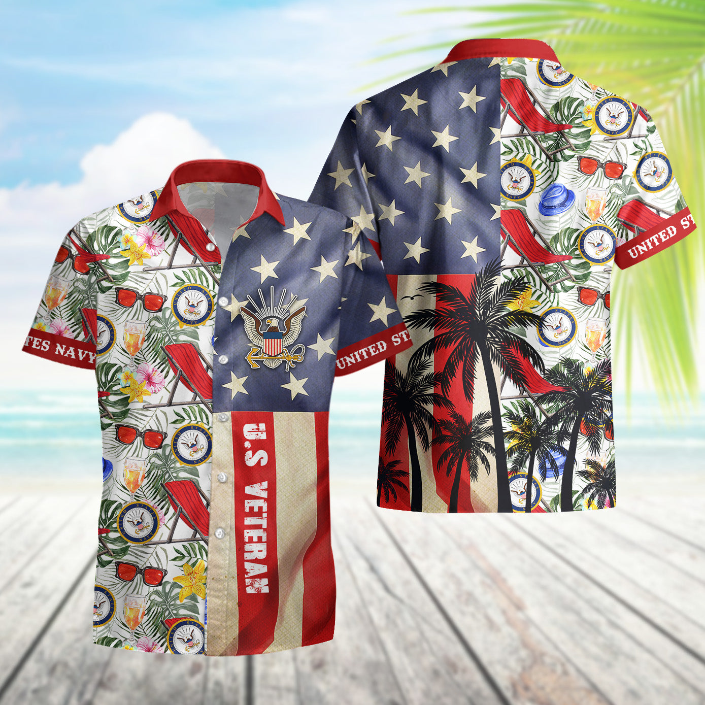Personalized US Military Logos Bundle Hawaiian Shirt