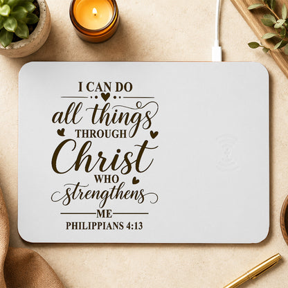 I Can Do All Things Christ Who Strengthens Me Philippians 4:13 Leather Charging Mat