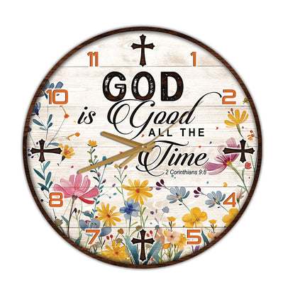 God Is Good All The Time 2 Corinthians 9:8 Wall Clock - Inspirational Christian Wall Clock