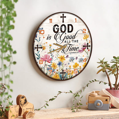 God Is Good All The Time 2 Corinthians 9:8 Wall Clock - Inspirational Christian Wall Clock