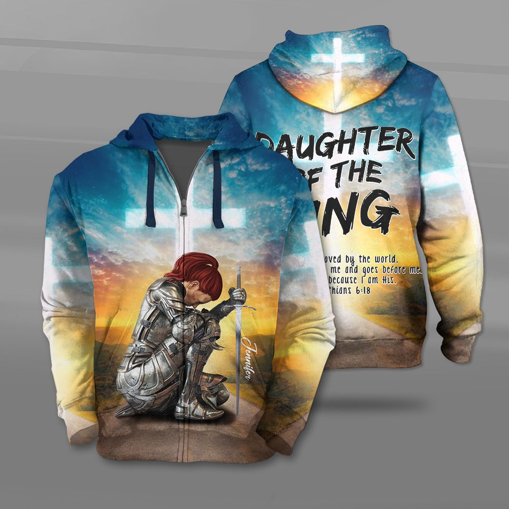 Personalized God Woman Warrior Daughter Of A King Who Is Not Moved By The World 3D All Over Print T-Shirt And Hoodie