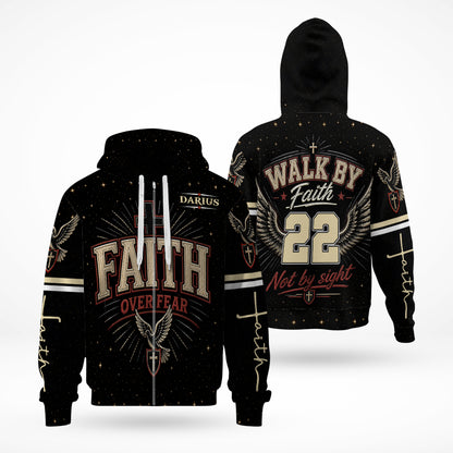Personalized Christian Faith Over Fear Walk By Faith Not By Sight 3D All Over Print T-Shirt And Hoodie