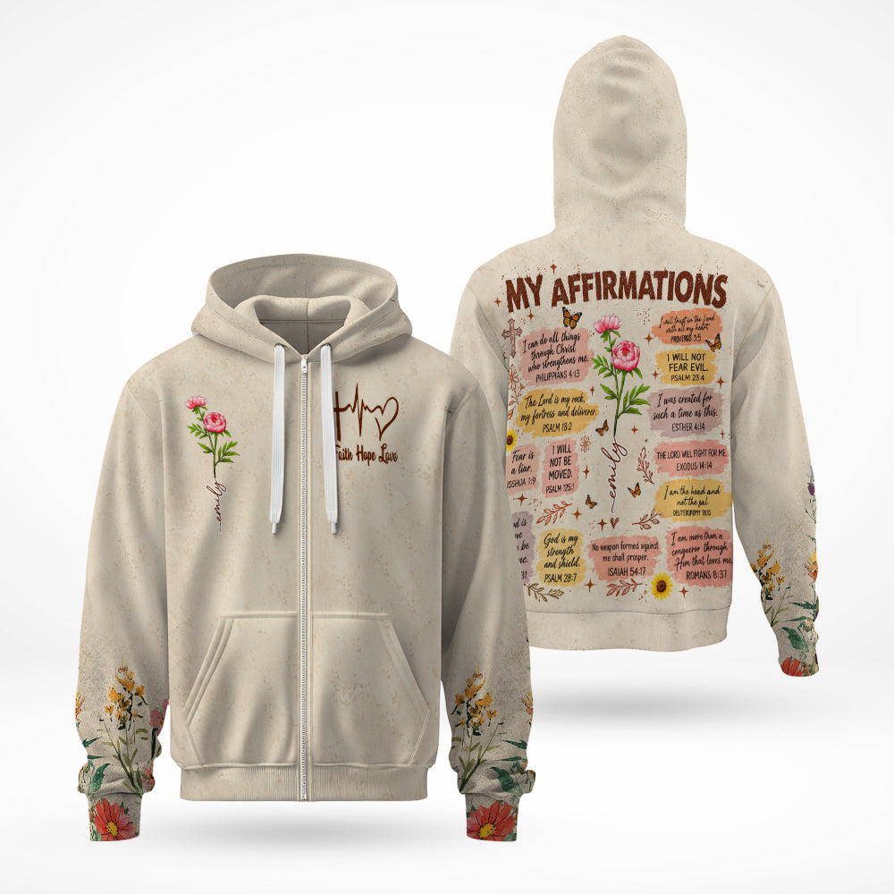 Personalized Birth Month Flower Christian Bible Verse Affirmations 3D All Over Print T-Shirt And Hoodie