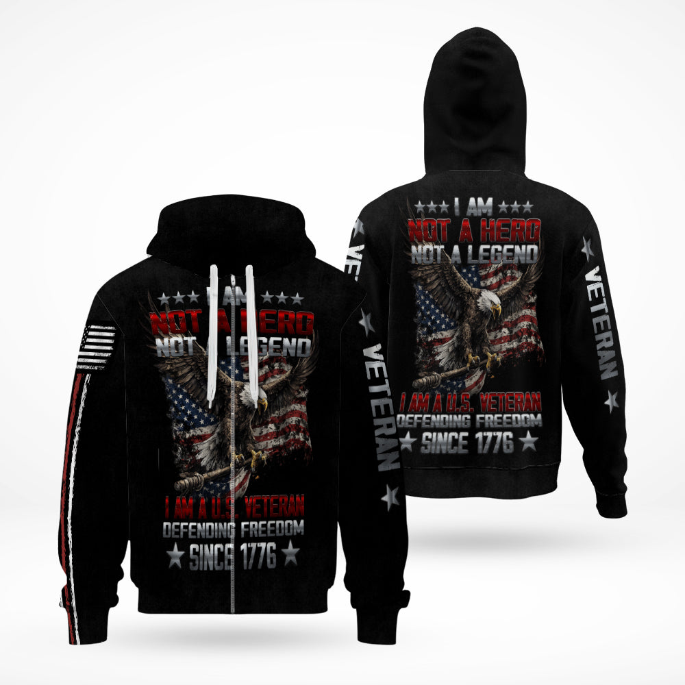 I Am A U.S. Veteran Defending Freedom Since 1776 Eagle American Flag 3D All Over Print T-Shirt And Hoodie