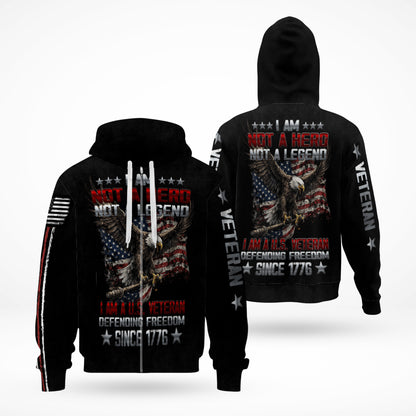 I Am A U.S. Veteran Defending Freedom Since 1776 Eagle American Flag 3D All Over Print T-Shirt And Hoodie