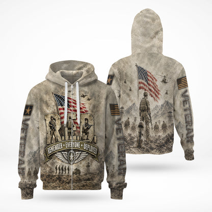 Veteran Remember Everyone Deployed Military Tribute 3D All Over Print T-Shirt And Hoodie