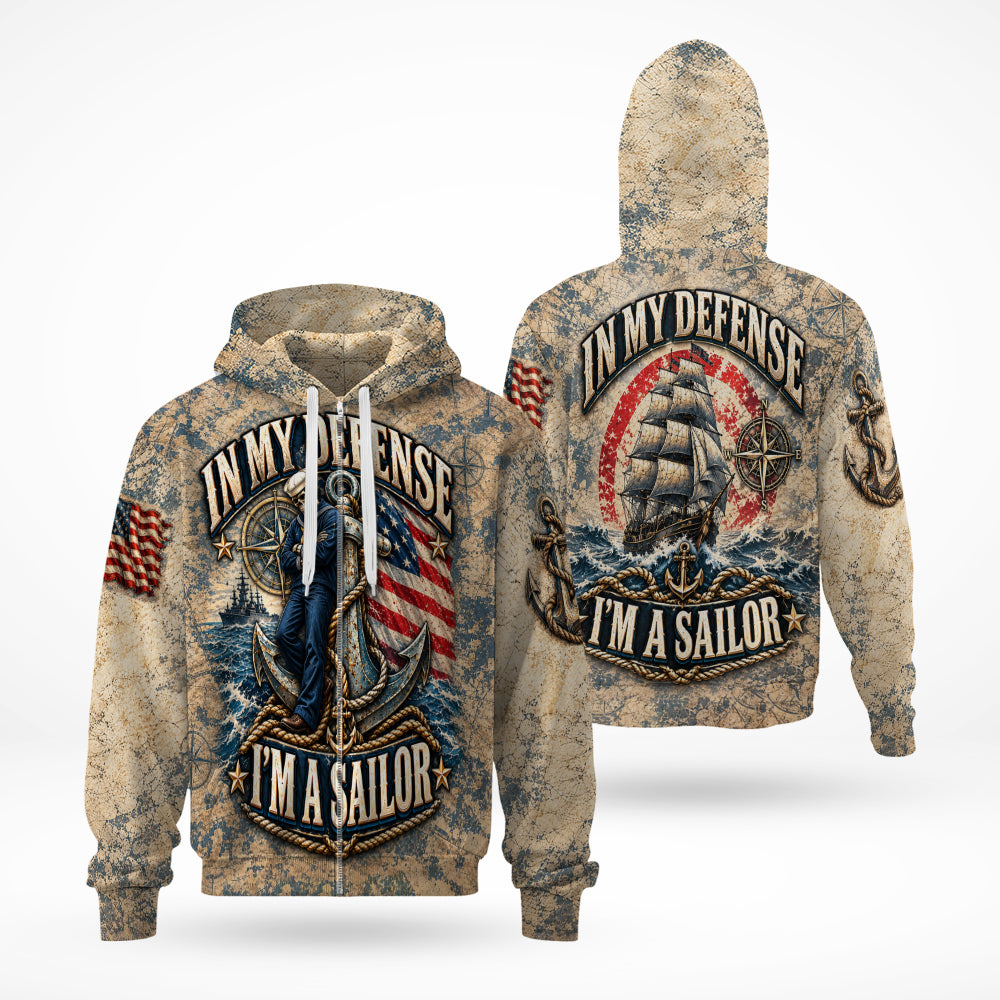 In My Defense I’m A Sailor Vintage Nautical 3D All Over Print T-Shirt And Hoodie