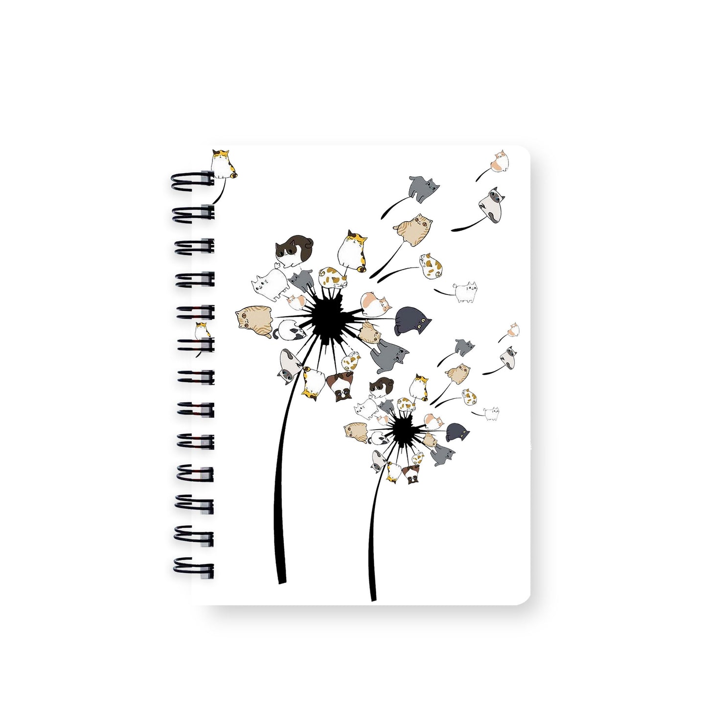 Dandelion Cats Flower Colorful Pet Cat Spiral Journal